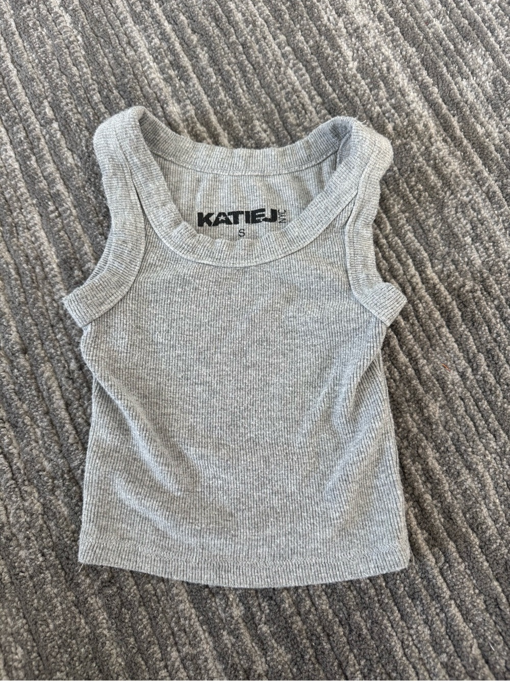 Katie J NYC Heather Grey Ribbed Crop Tank